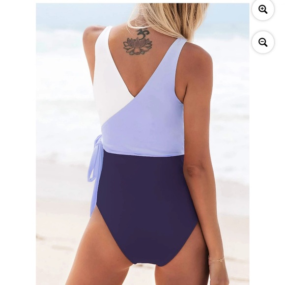 Cupshe Purple Colorblock One Piece Swimsuit - Picture 2 of 9